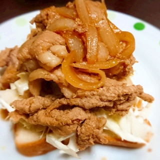 【貧乏メシ】生姜焼きバーガー風サンドイッチ